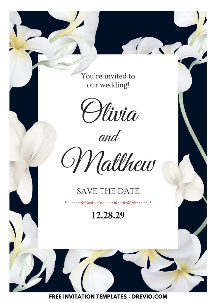 (Easily Edit PDF Invitation) Pristine Ivory White Daffodil Wedding Invitation D