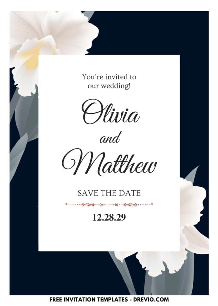 (Easily Edit PDF Invitation) Pristine Ivory White Daffodil Wedding Invitation E