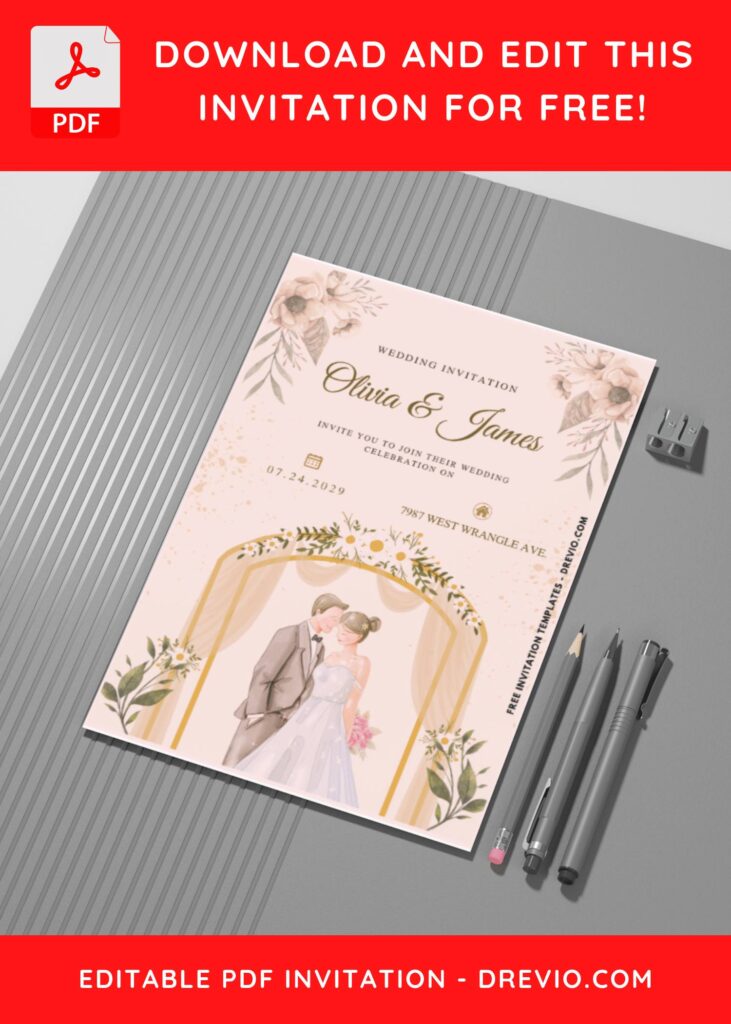 (Easily Edit PDF Invitation) Dream Couple Wedding Invitation G