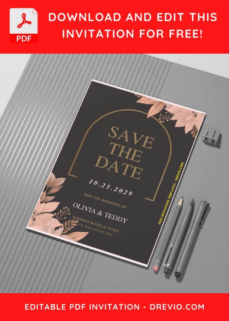 (Easily Edit PDF Invitation) Minimal Save The Date Invitation C