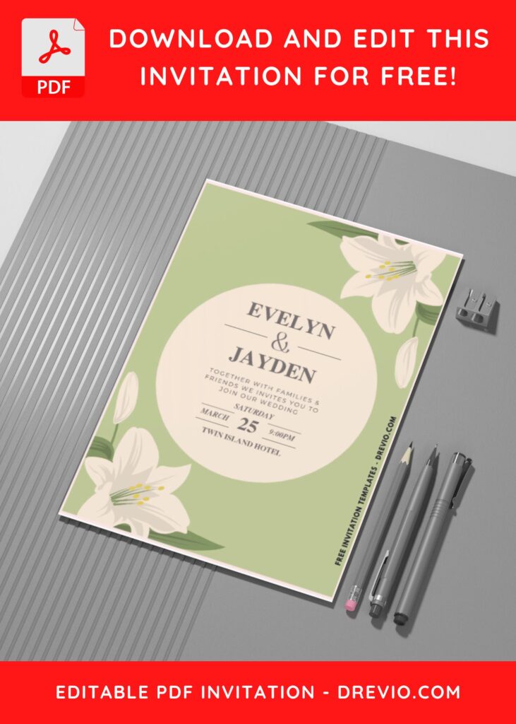 (Easily Edit PDF Invitation) Botanical Elegance Wedding Invitation e