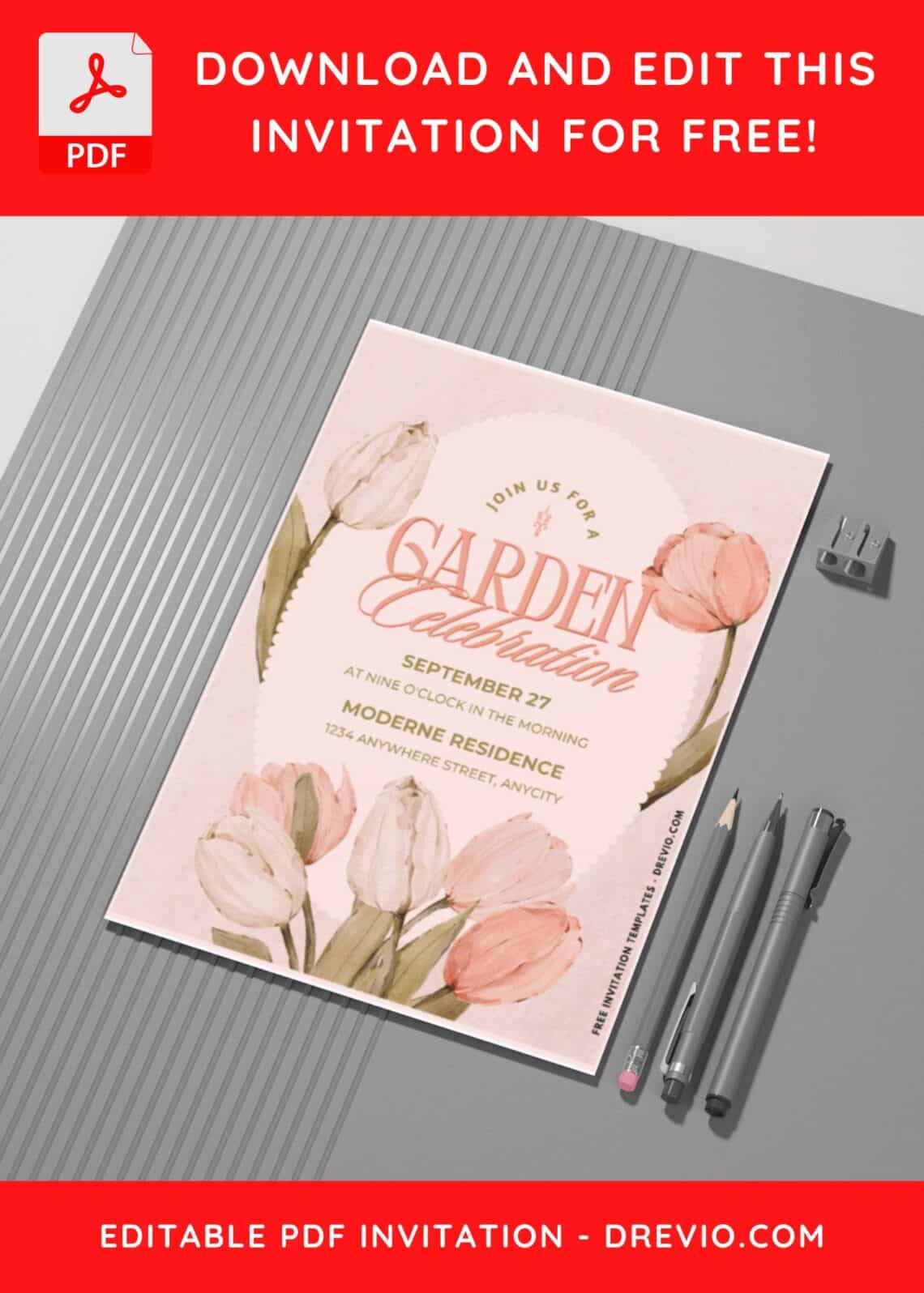 (Easily Edit PDF Invitation) Gorgeous Garden Celebration Invitation ...