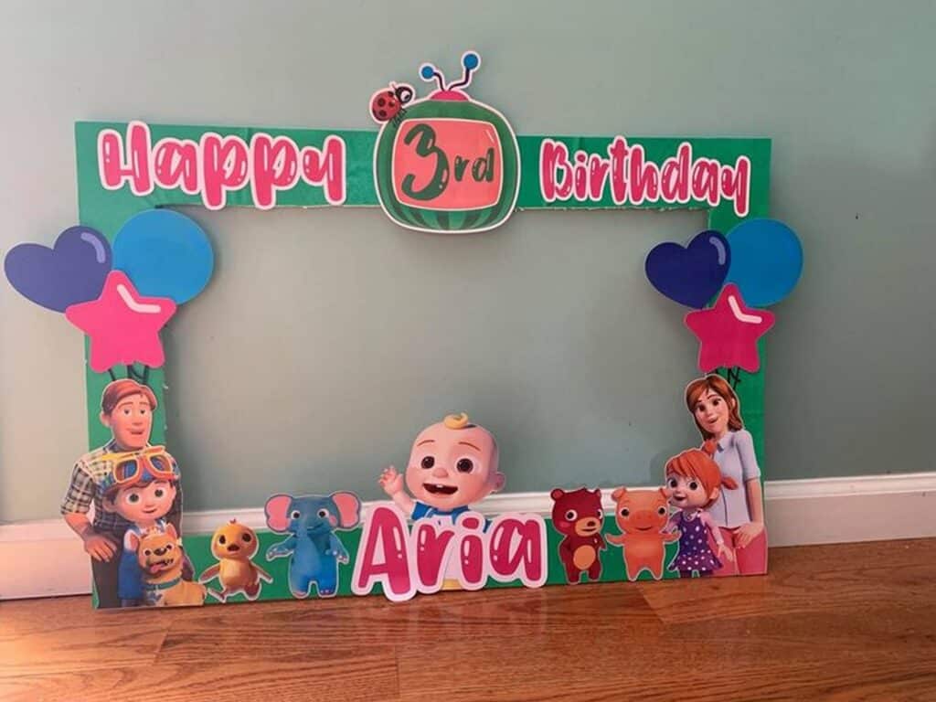 Adorable Cocomelon Birthday Party Backdrop with JJ, TomTom and Cocomelon TV