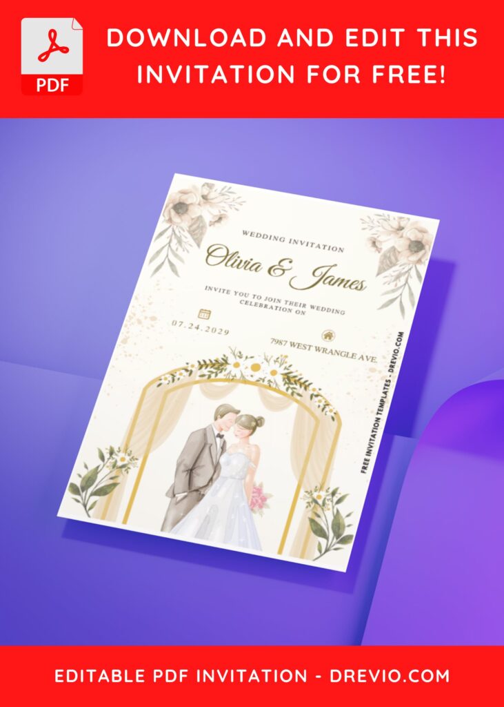 (Easily Edit PDF Invitation) Dream Couple Wedding Invitation H