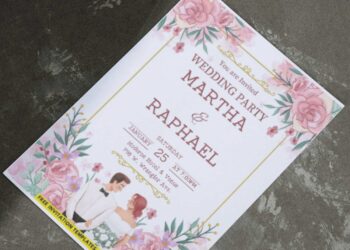 (Easily Edit PDF Invitation) Lovely Couple Floral Wedding Invitation