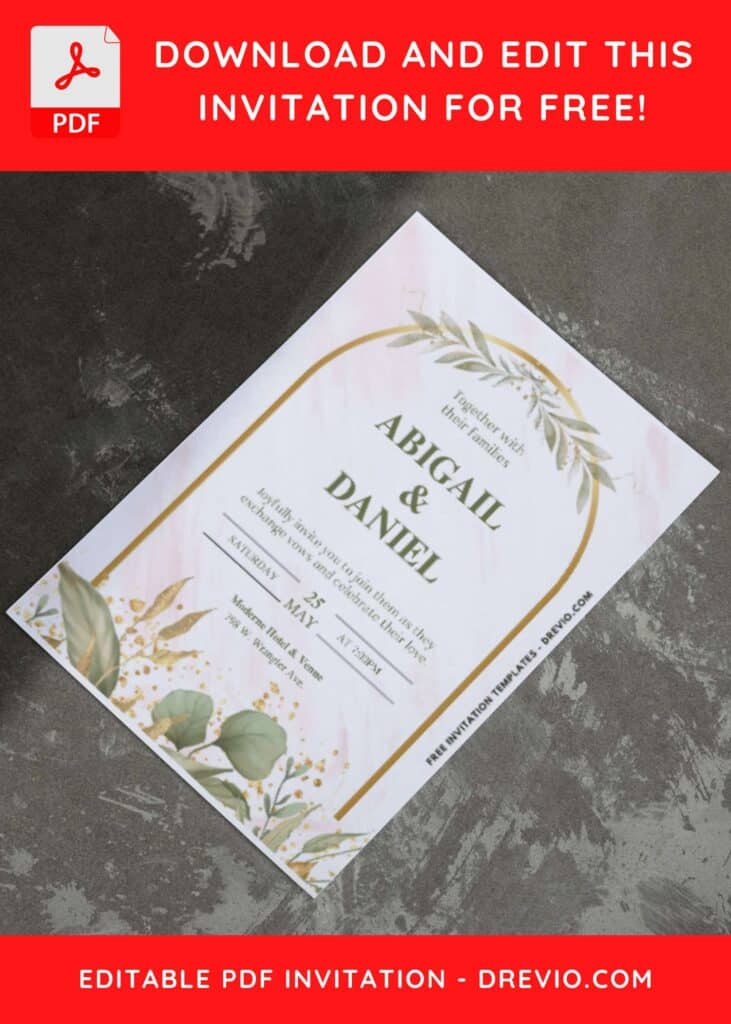 (Easily Edit PDF Invitation) Chic Greenery Arch Wedding Invitation E