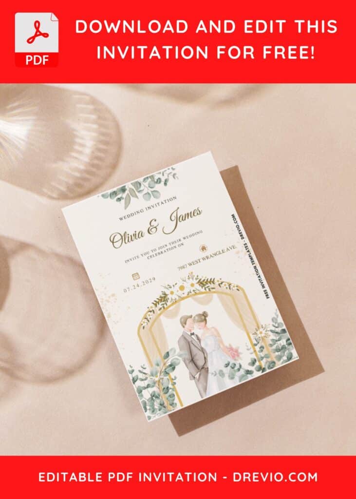 (Easily Edit PDF Invitation) Dream Couple Wedding Invitation J