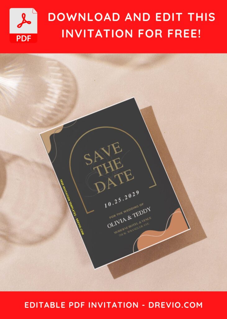 (Easily Edit PDF Invitation) Minimal Save The Date Invitation F