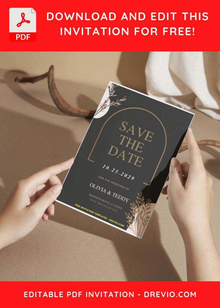 (Easily Edit PDF Invitation) Minimal Save The Date Invitation H