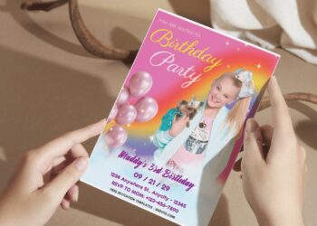 (Easily Edit PDF Invitation) Rainbow Jojo Siwa Birthday Invitation H