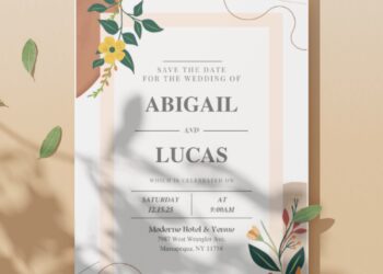 (Easily Edit PDF Invitation) Modern Floral Deco Wedding Invitation