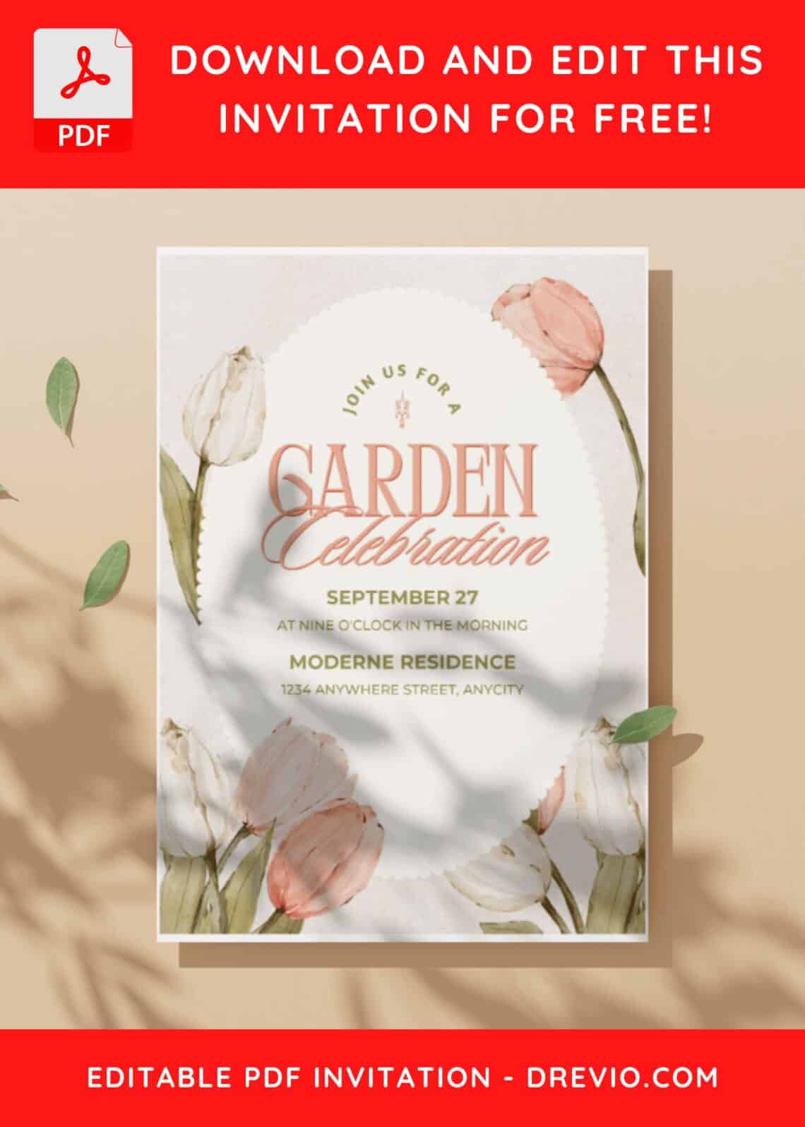 (Easily Edit PDF Invitation) Gorgeous Garden Celebration Invitation ...