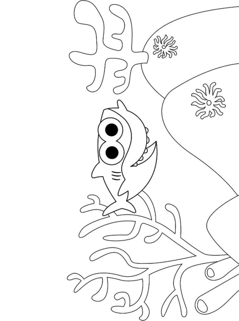 Under the sea Finny the shark coloring page template