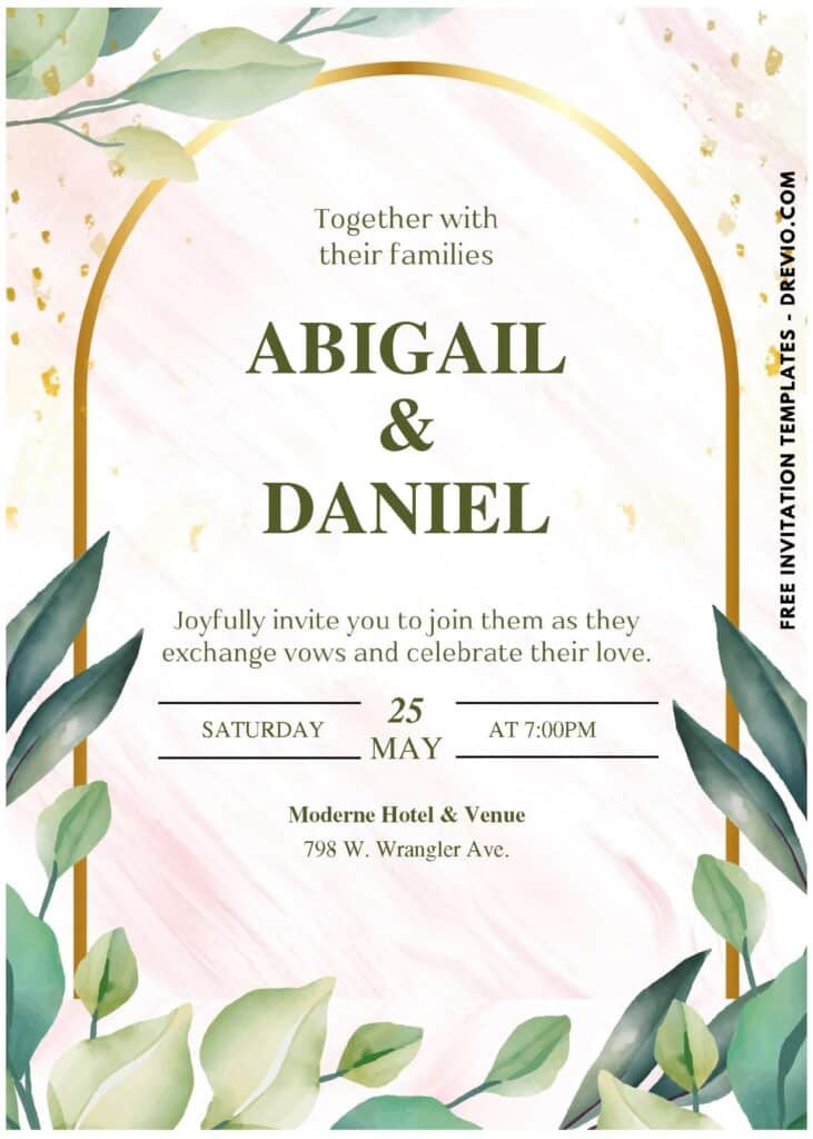 (Easily Edit PDF Invitation) Chic Greenery Arch Wedding Invitation A