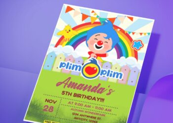 (Free PDF Invitation) Plim Plim Birthday Invitation D