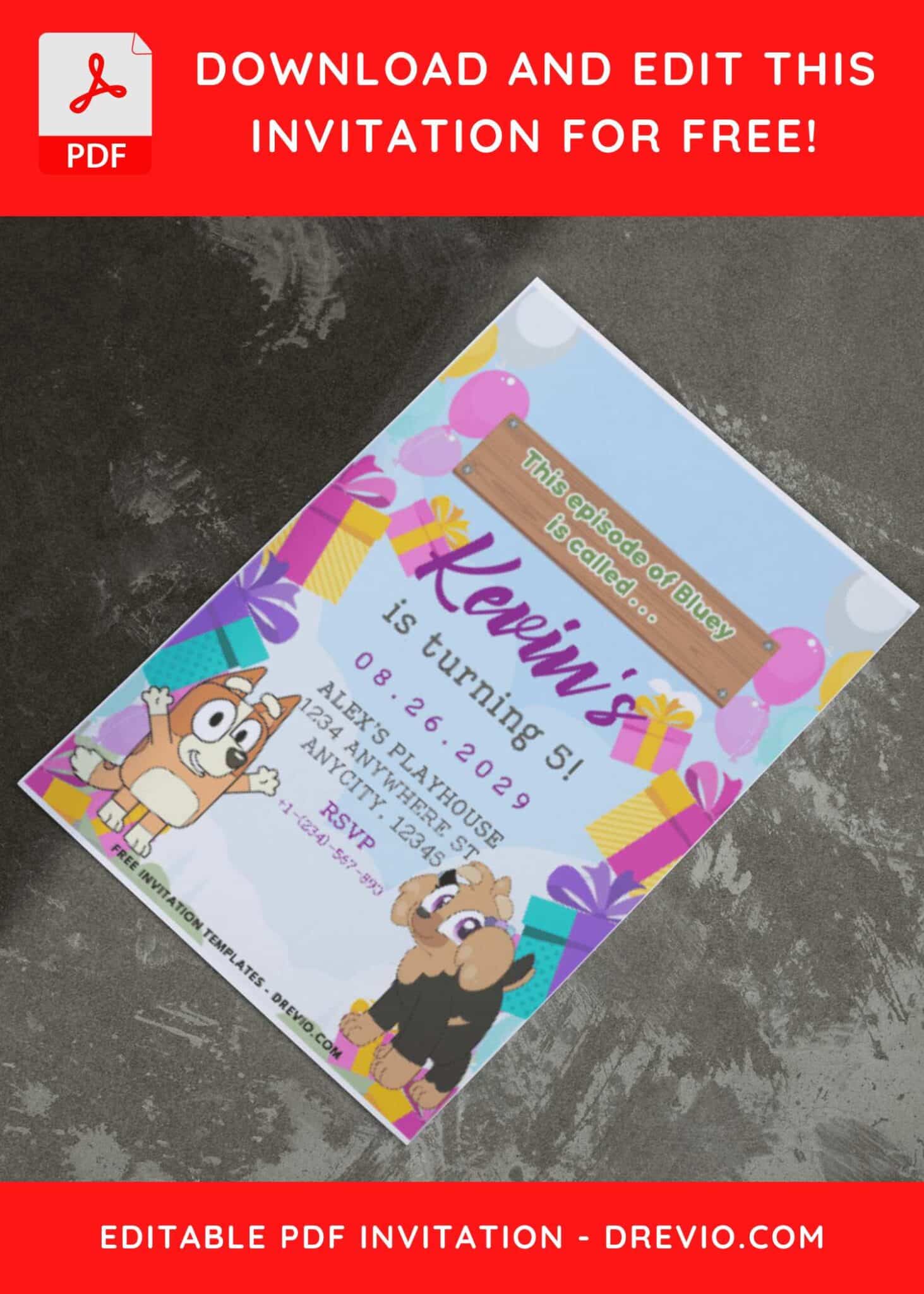 (Easily Edit PDF Invitation) Cheerful Bluey & Friends Birthday ...