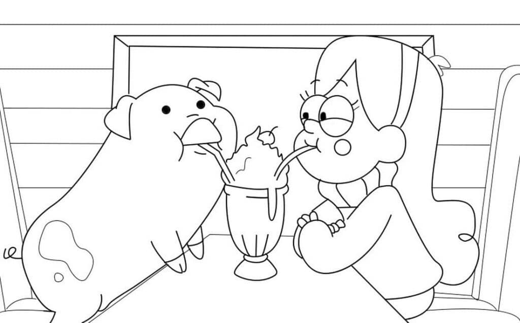 Gravity Falls Mable Pines and pig Coloring Pages