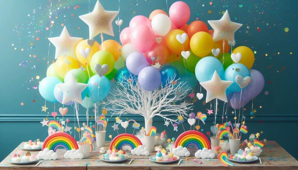 True and the rainbow kingdom birthday balloon clusters