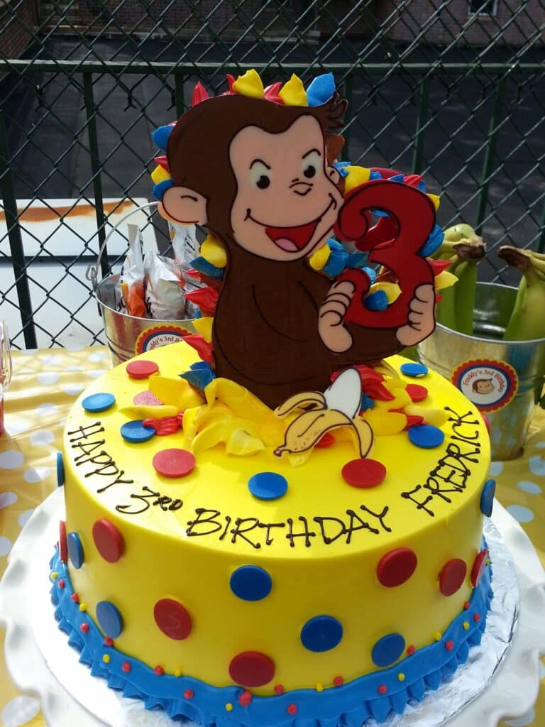 simple yellow Curious George Cake Ideas