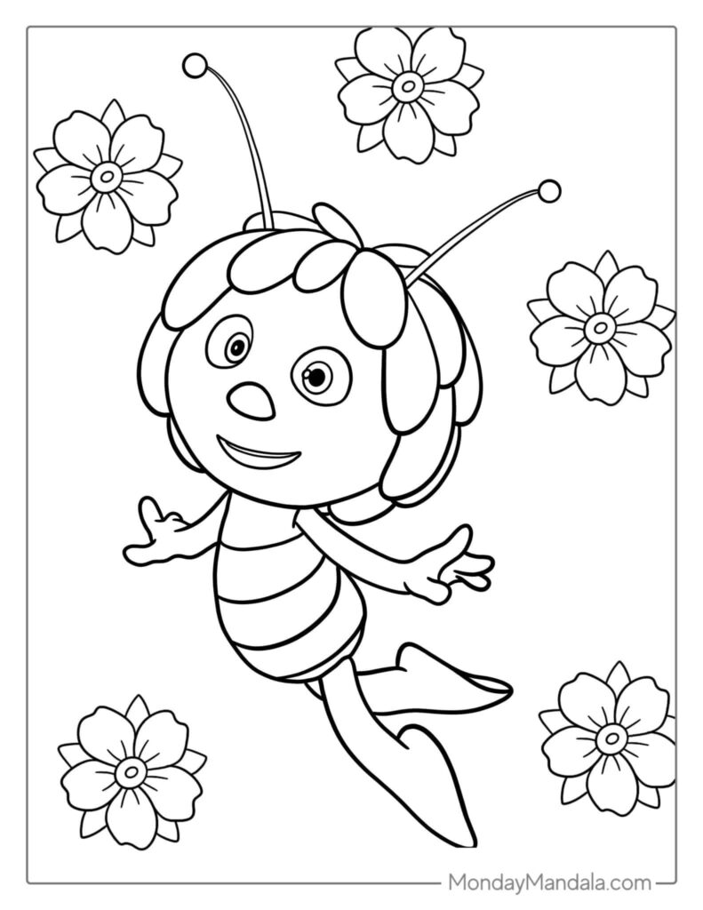 Maya the Bee floral Coloring Pages templates