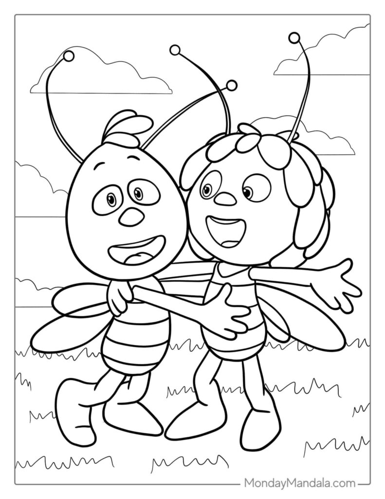 Maya the Bee and friends Coloring Pages templates