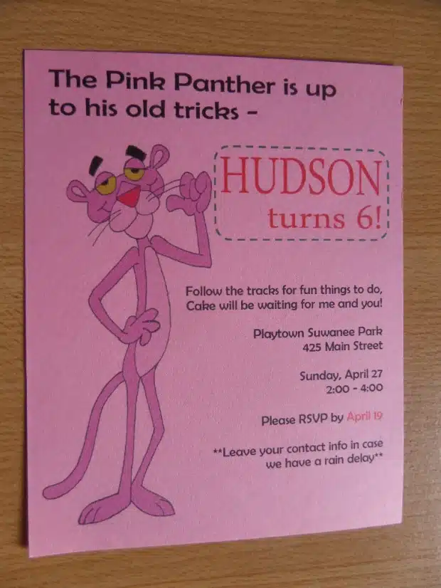 Pink Panther Party Invitations