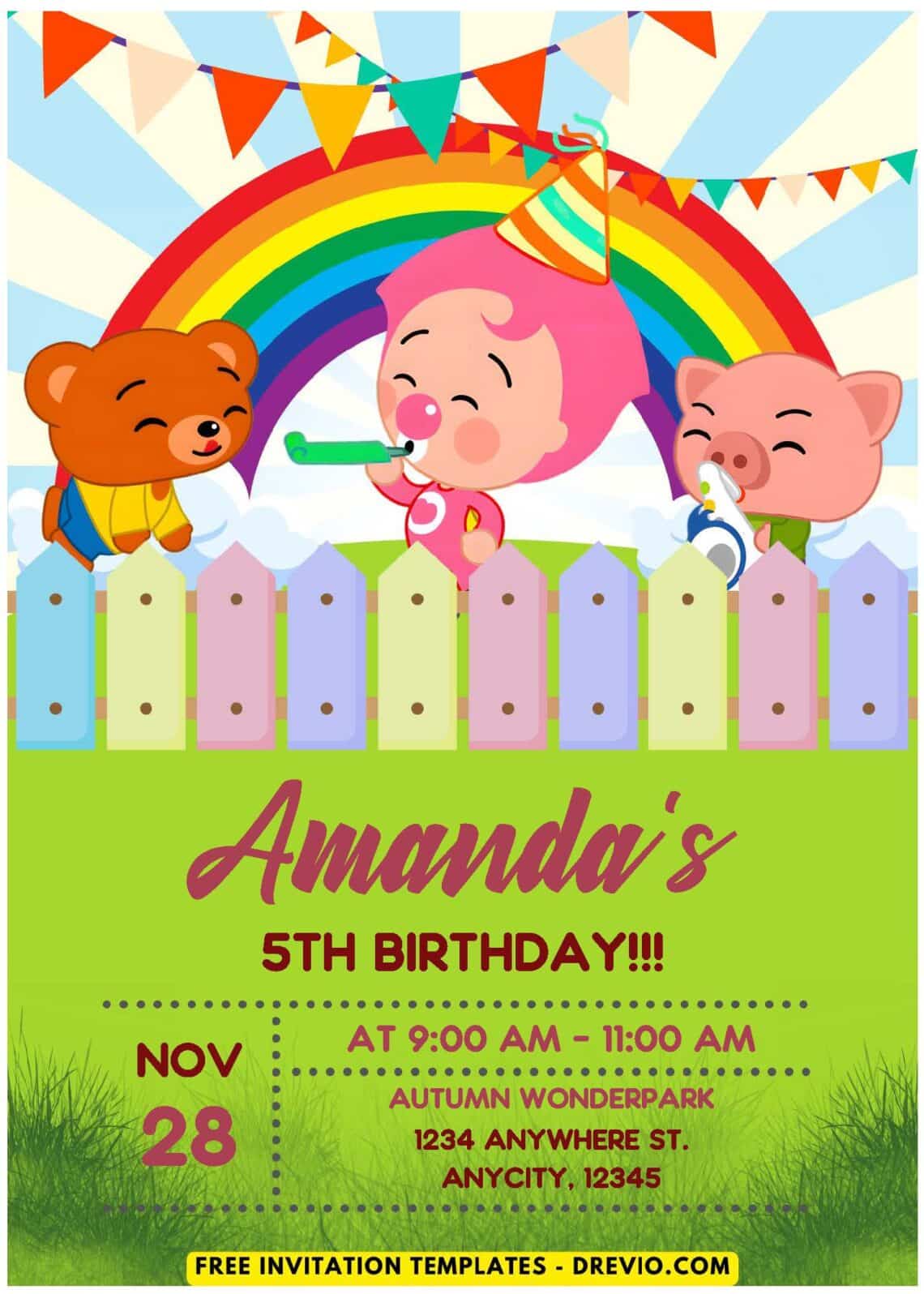 (Free PDF Invitation) Plim Plim Birthday Invitation C | Download ...