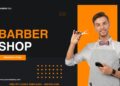 (Free Canva Template) Sleek Barbershop PPT Slides Templates