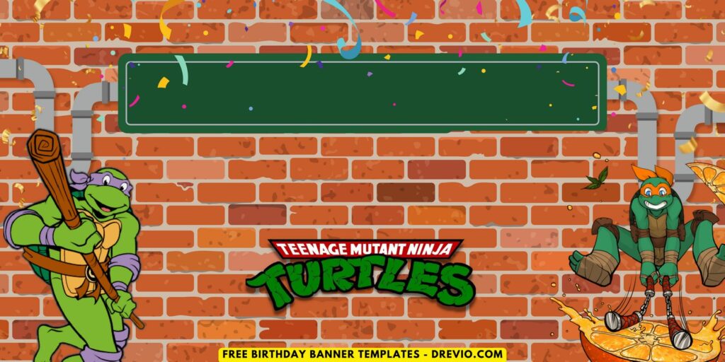 (Free Canva Template) Epic Ninja Turtle Birthday Backdrop Templates C