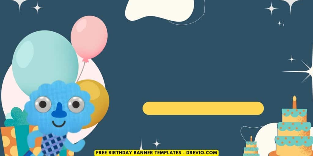 (Free Canva Template) Adorable Noodle And Pals Birthday Backdrop Templates E