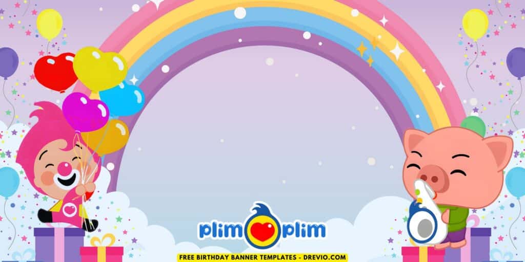 (Free Canva Template) Rainbow Fiesta Plim Plim Birthday Banner Templates E