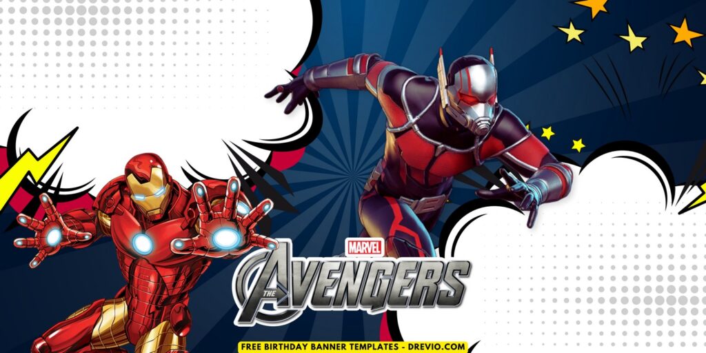 (Free Canva Template) Super Epic Avengers Birthday Banner Templates D