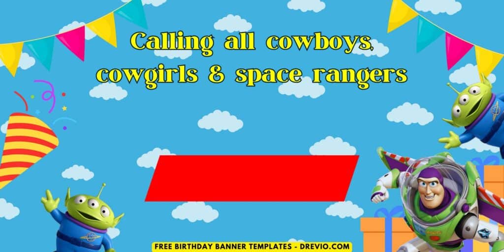 (Free Canva Template) Easy & Fun Toy Story Birthday Backdrop Templates E