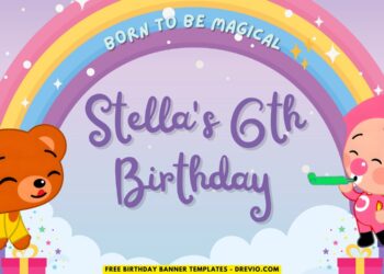 (Free Canva Template) Rainbow Fiesta Plim Plim Birthday Banner Templates