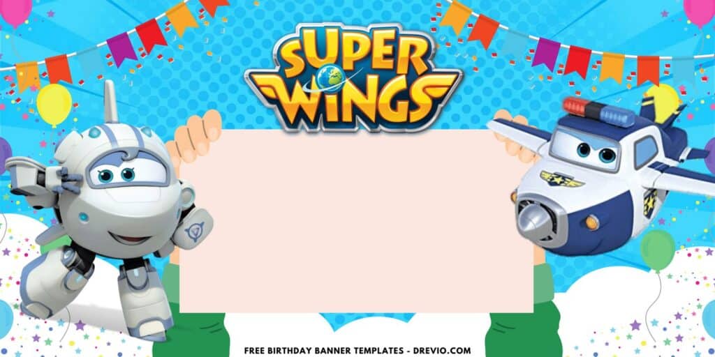 (Free Canva Template) Adorable Super Wings Birthday Backdrop Templates C