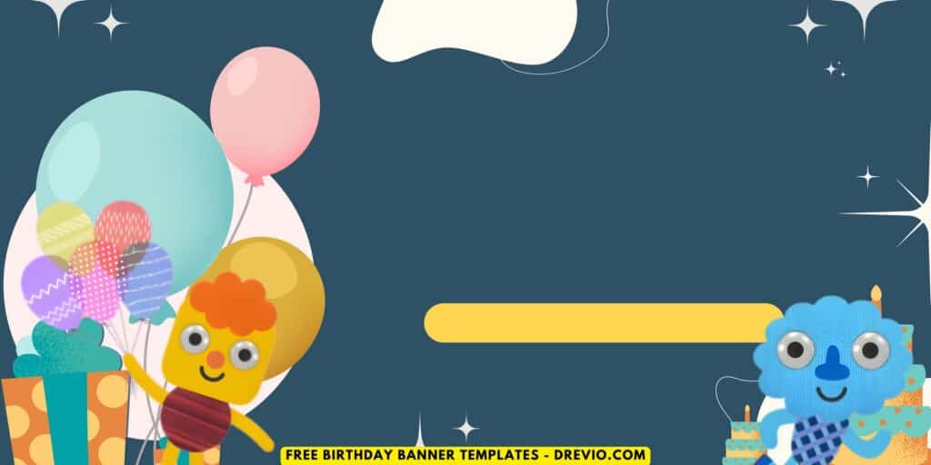 (Free Canva Template) Adorable Noodle And Pals Birthday Backdrop Templates F