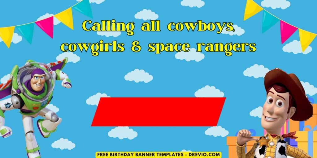(Free Canva Template) Easy & Fun Toy Story Birthday Backdrop Templates F