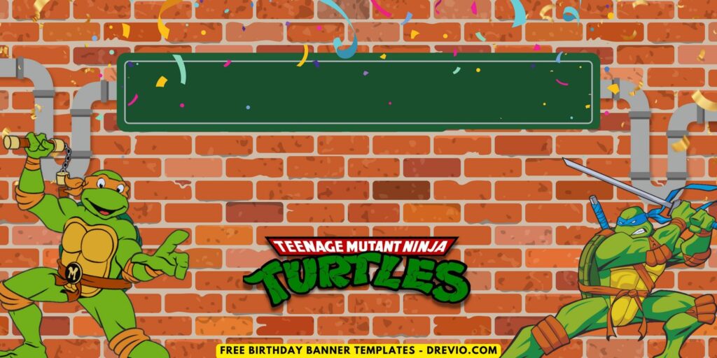 (Free Canva Template) Epic Ninja Turtle Birthday Backdrop Templates D