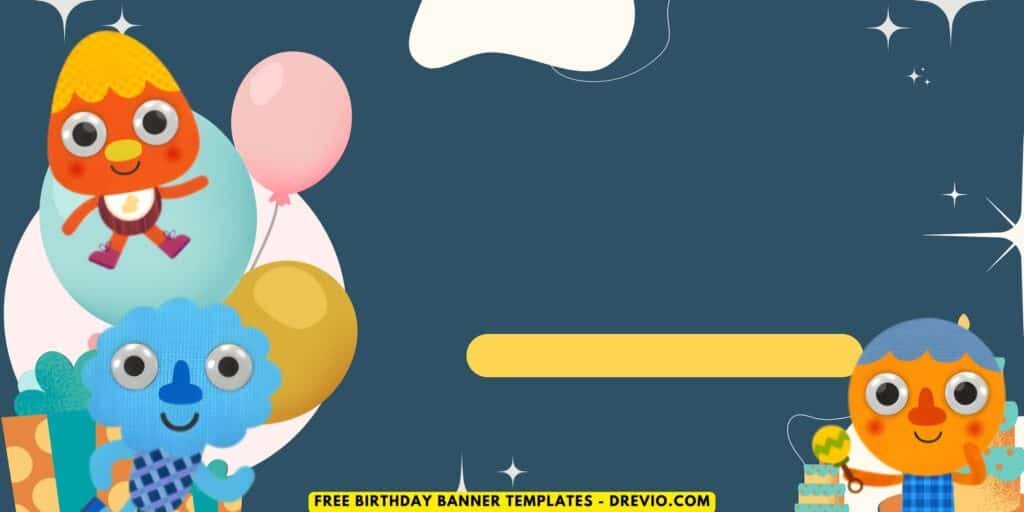 (Free Canva Template) Adorable Noodle And Pals Birthday Backdrop Templates J