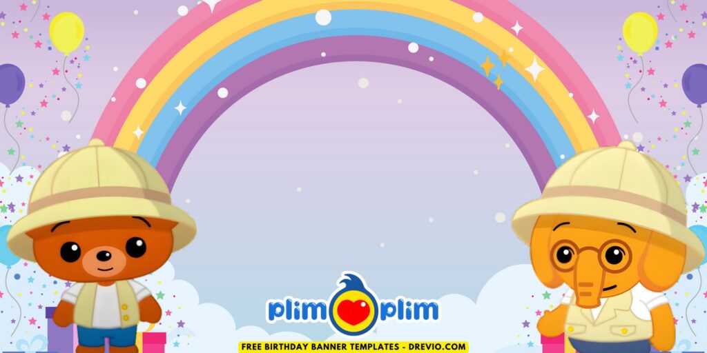 (Free Canva Template) Rainbow Fiesta Plim Plim Birthday Banner Templates G