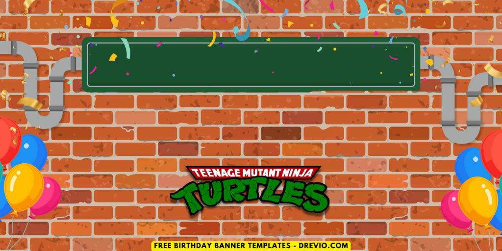 (Free Canva Template) Epic Ninja Turtle Birthday Backdrop Templates E
