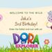 (Free Canva Template) Dora The Explorer Jungle Themed Birthday Backdrop Templates