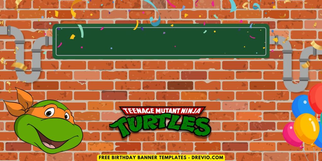 (Free Canva Template) Epic Ninja Turtle Birthday Backdrop Templates F