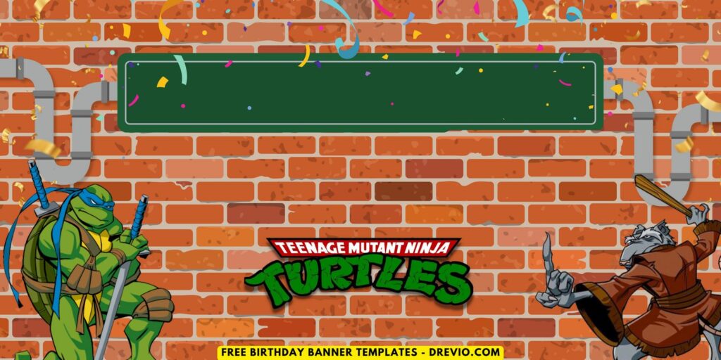 (Free Canva Template) Epic Ninja Turtle Birthday Backdrop Templates G