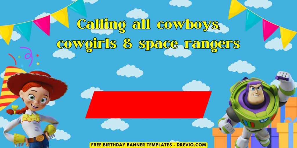 (Free Canva Template) Easy & Fun Toy Story Birthday Backdrop Templates A