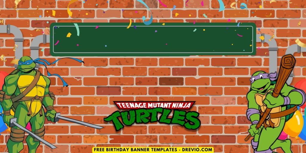 (Free Canva Template) Epic Ninja Turtle Birthday Backdrop Templates I