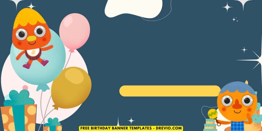 (Free Canva Template) Adorable Noodle And Pals Birthday Backdrop Templates H