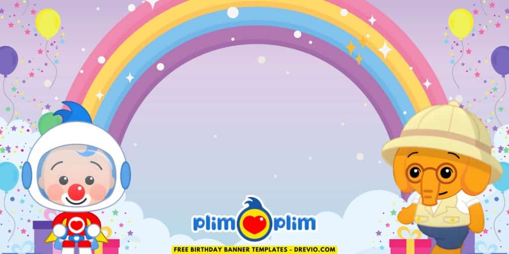 (Free Canva Template) Rainbow Fiesta Plim Plim Birthday Banner Templates A