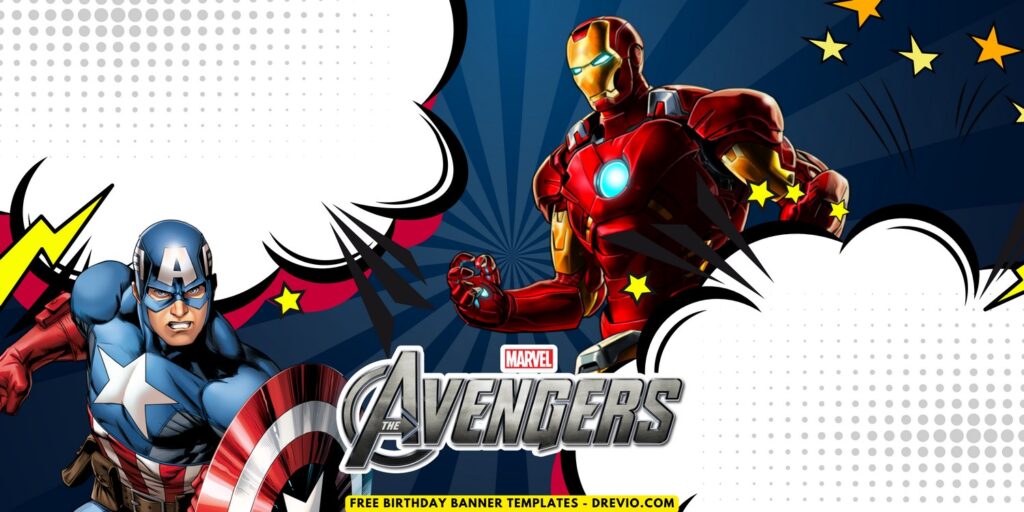 (Free Canva Template) Super Epic Avengers Birthday Banner Templates J