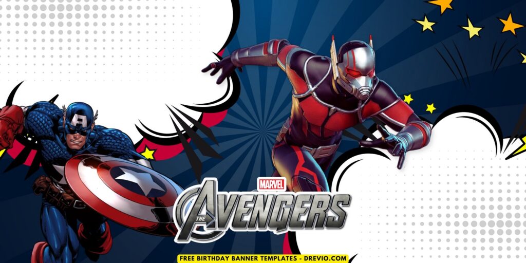 (Free Canva Template) Super Epic Avengers Birthday Banner Templates I